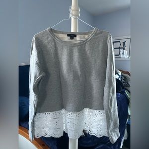 J Crew Eyelet Hem Sweatshirt